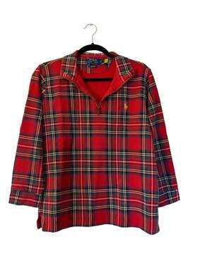 Polo Ralph Lauren Estate Rib Red Plaid Quarter-Zip Pullover